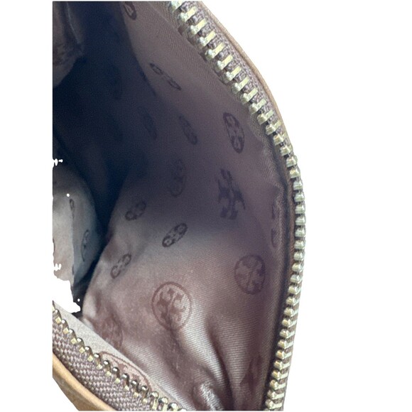 Tory Burch Robinson Small Foldover Brown Pebbled Leather Crossbody Bag Clutch - Picture 4 of 13